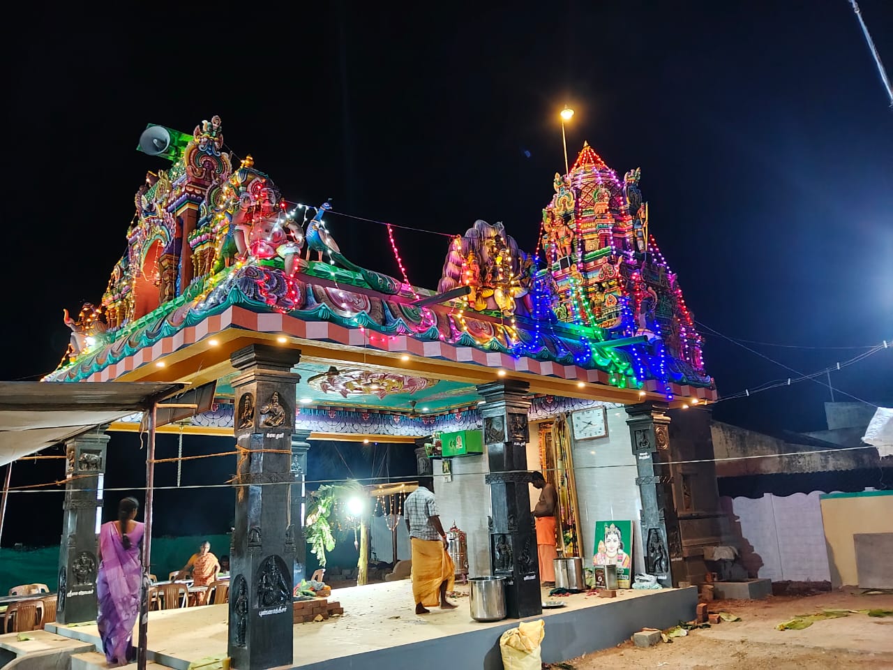 Pappanampatty Murugan Temple Entrance at Night